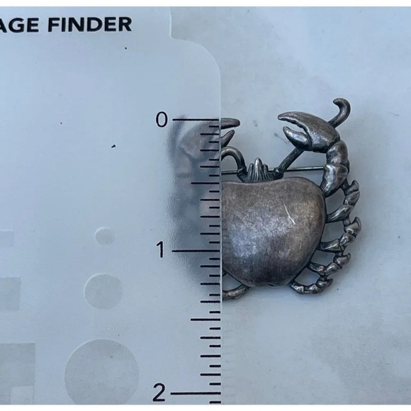 Da Vinci Black Silvertone Cut Textured Crab Pin Brooch 1.5"x1.5" - Picture 4 of 5